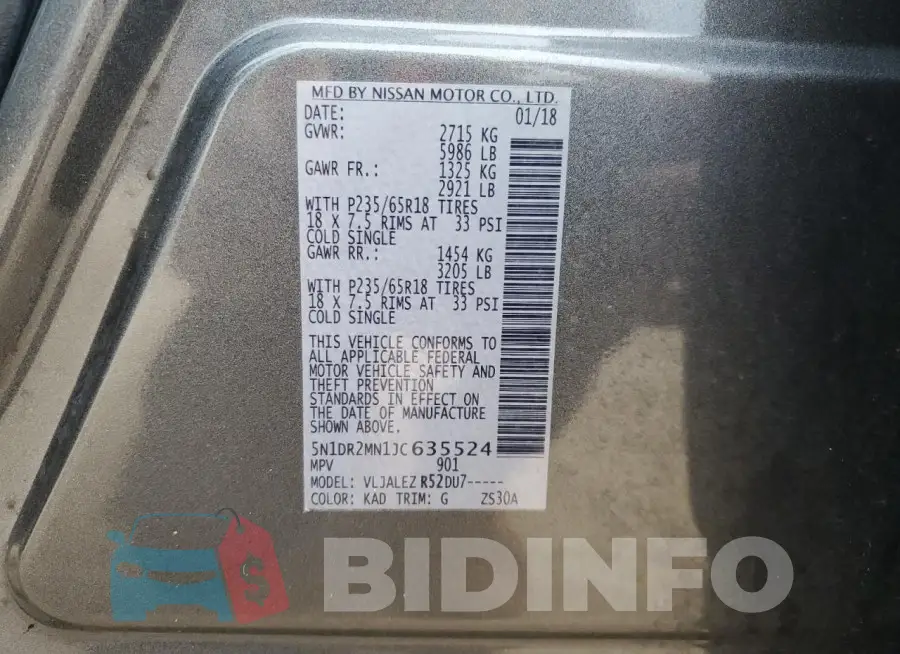5N1DR2MN1JC635524 Photo# 13