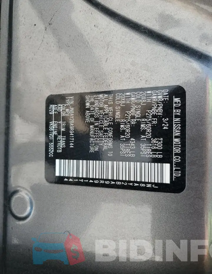 JN8AY2BA9R9417144 Photo# 13