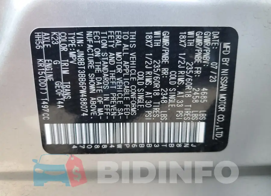 JN8BT3BB6PW488074 Photo# 14
