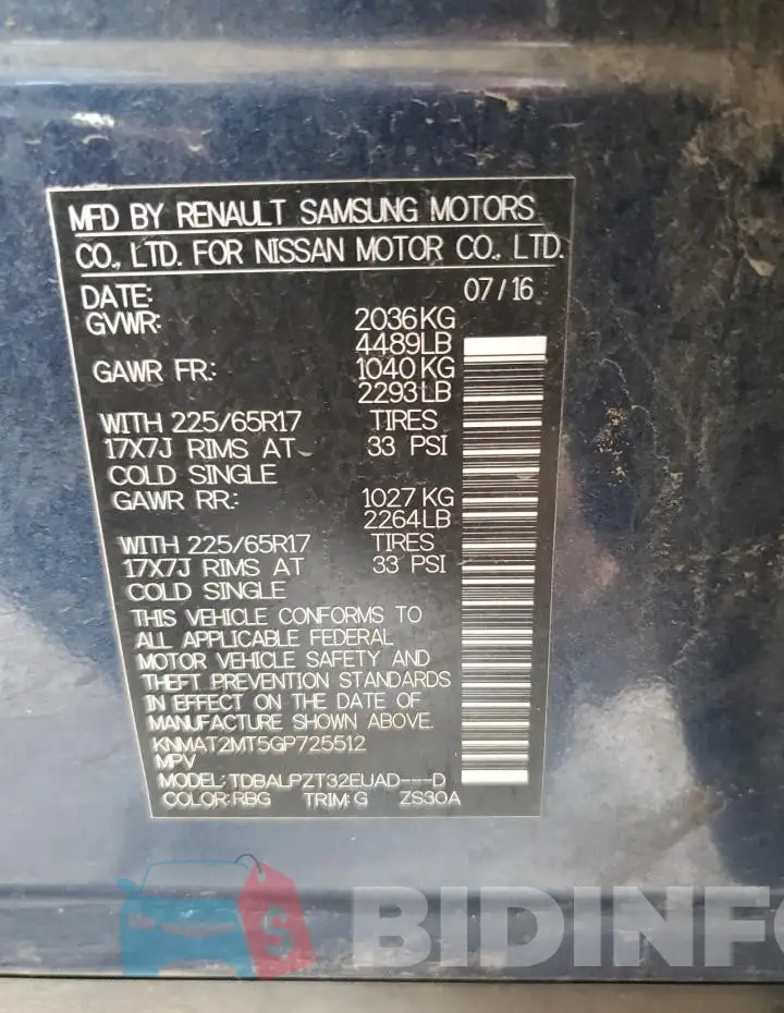 KNMAT2MT5GP725512 Photo# 13