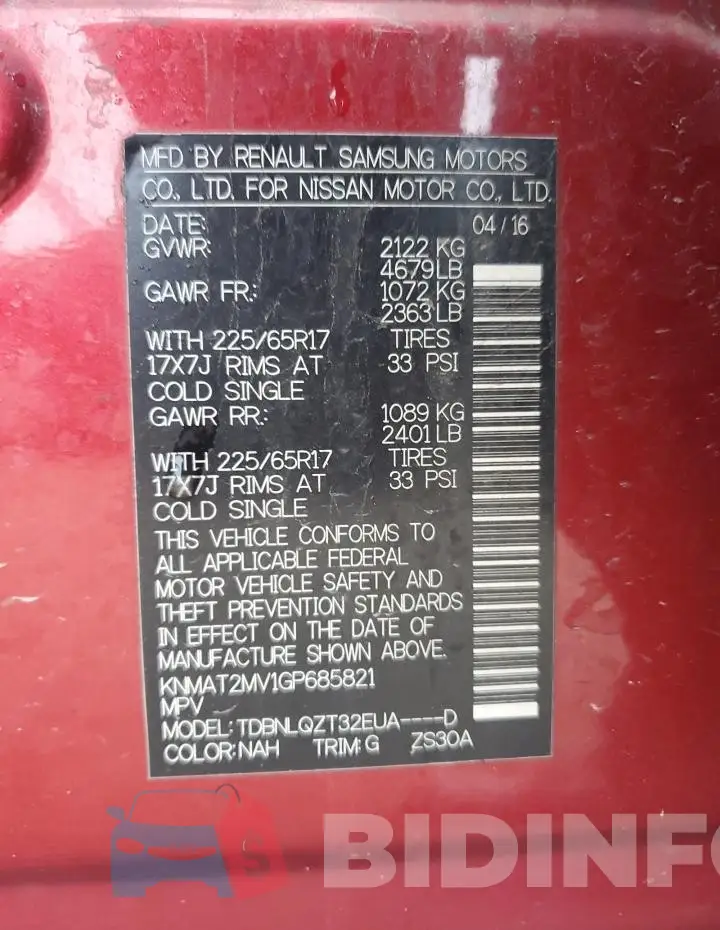 KNMAT2MV1GP685821 Photo# 12