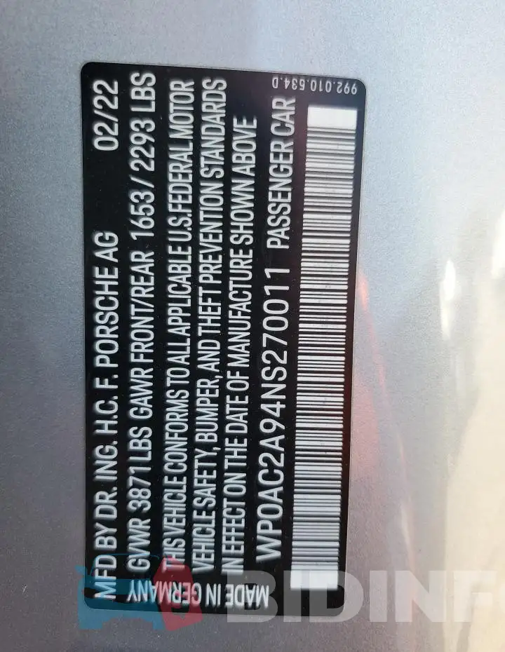 WP0AC2A94NS270011 Photo# 13