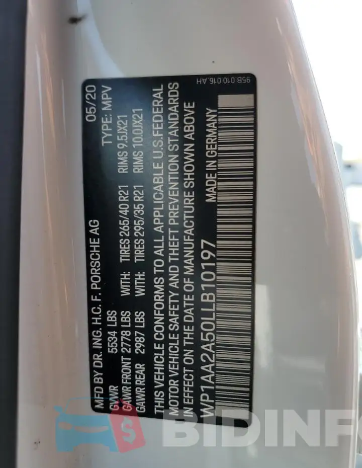 WP1AA2A50LLB10197 Photo# 14