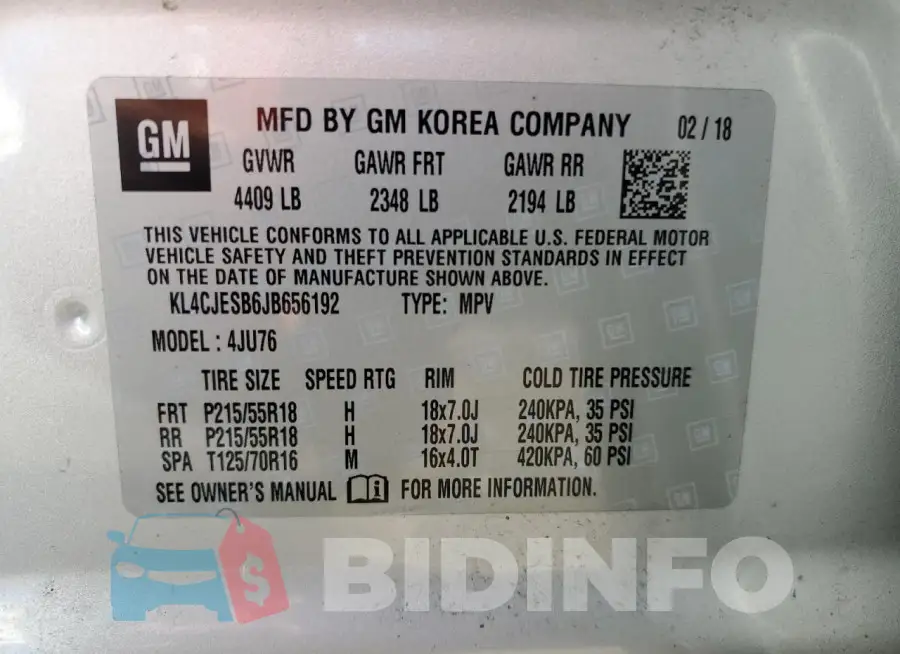 KL4CJESB6JB656192 Photo# 13