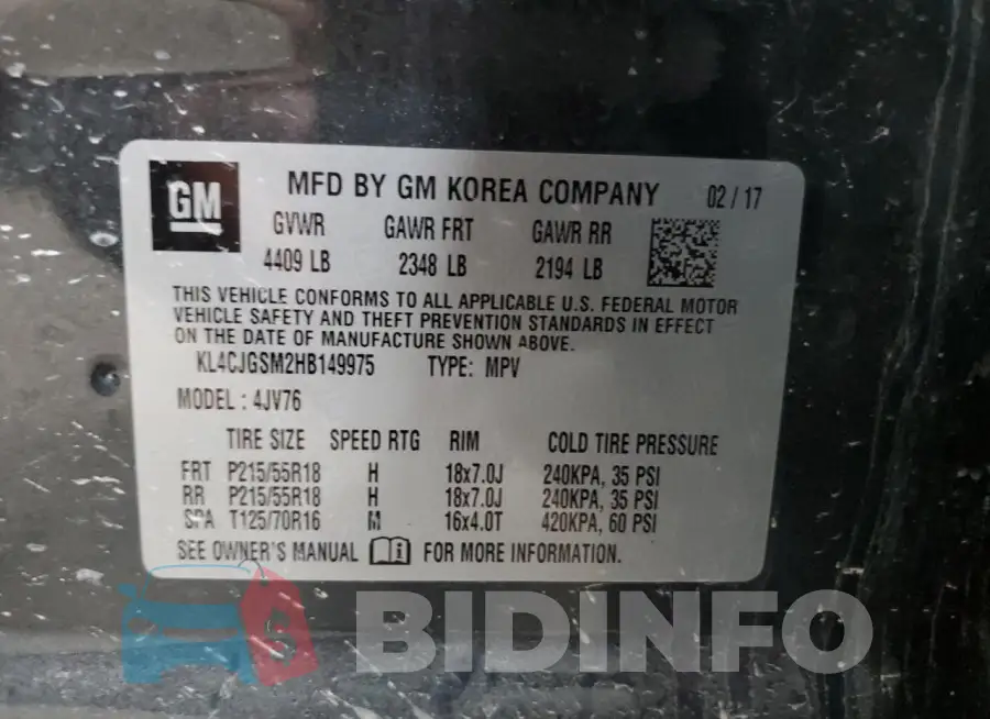 KL4CJGSM2HB149975 Photo# 13