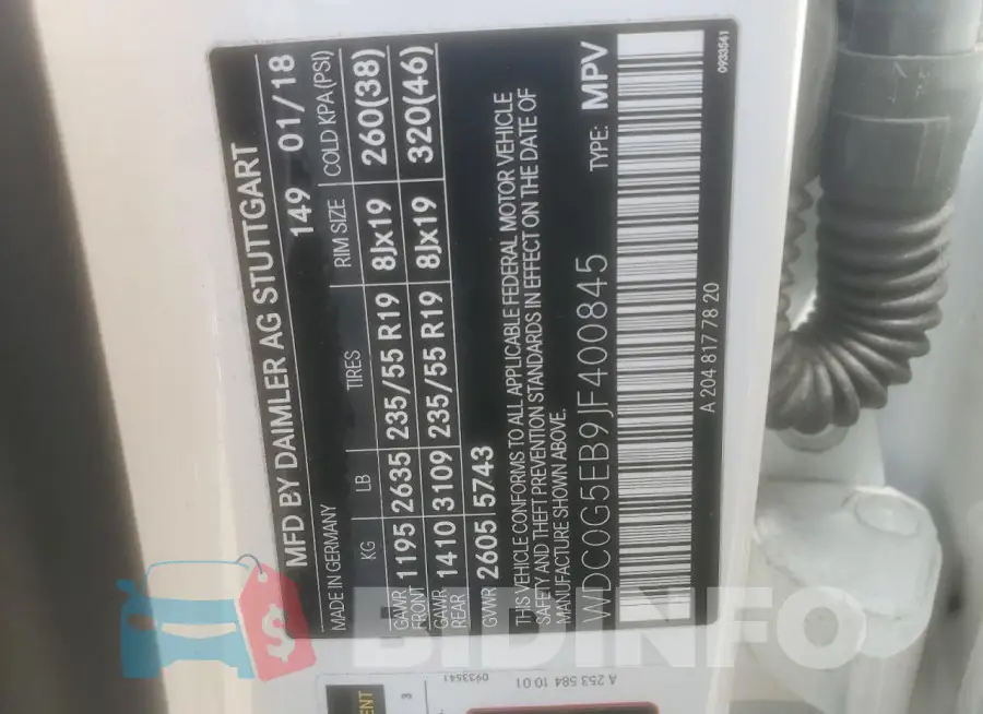 WDC0G5EB9JF400845 Photo# 13