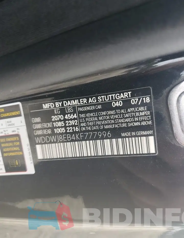 WDDWJ8EB4KF777996 Photo# 12