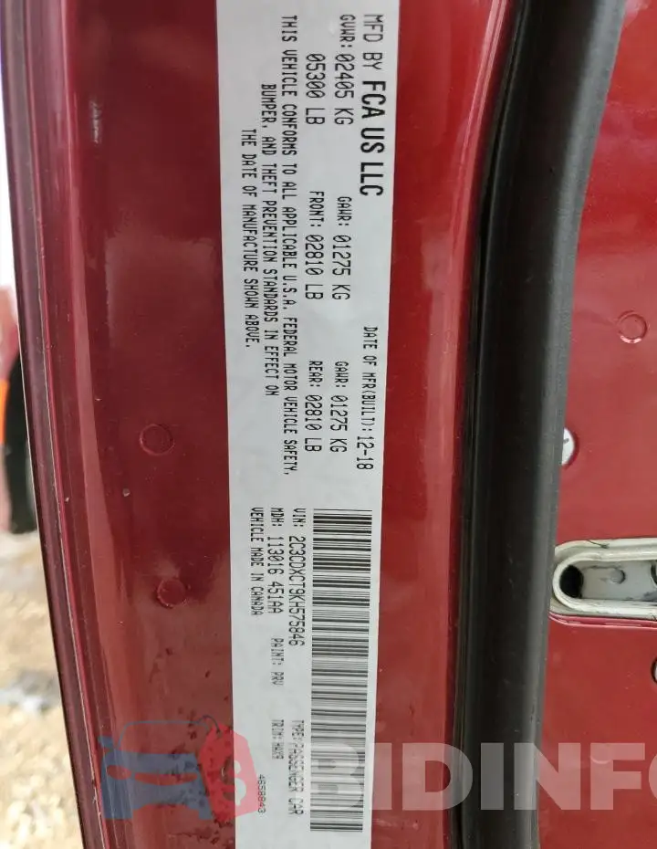 2C3CDXCT9KH575846 Photo# 12