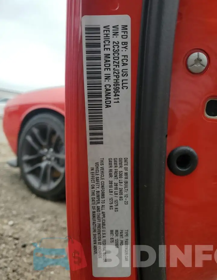 2C3CDZFJ2PH696411 Photo# 13