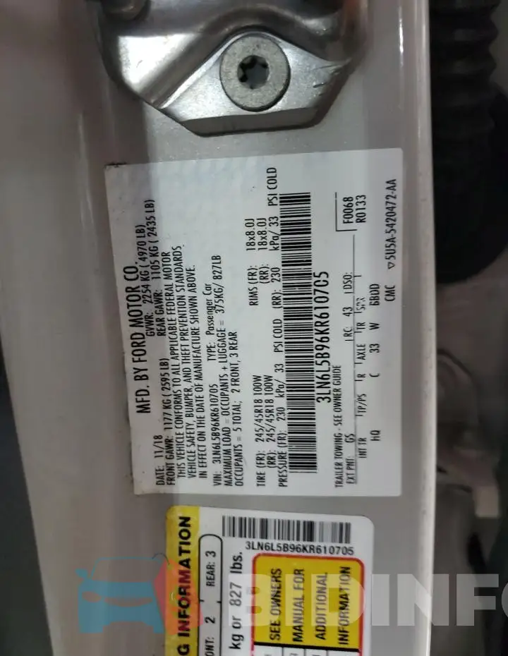3LN6L5B96KR610705 Photo# 12