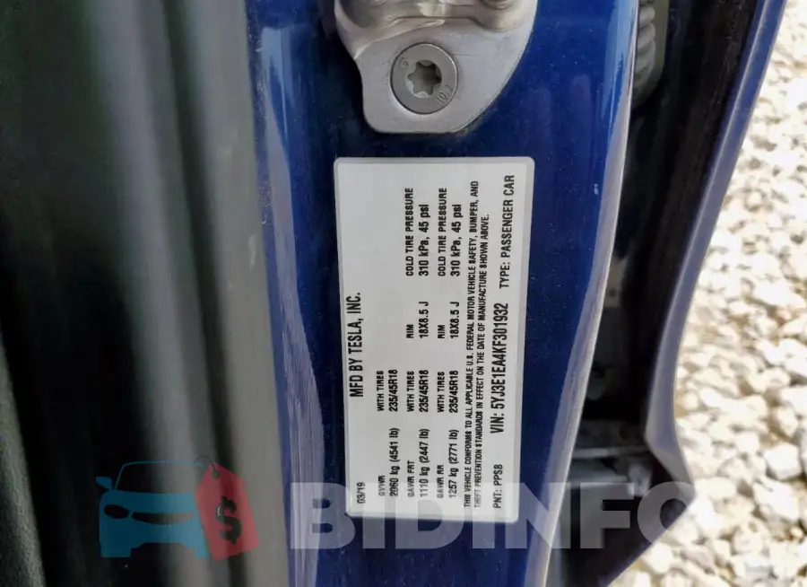 5YJ3E1EA4KF301932 Photo# 13