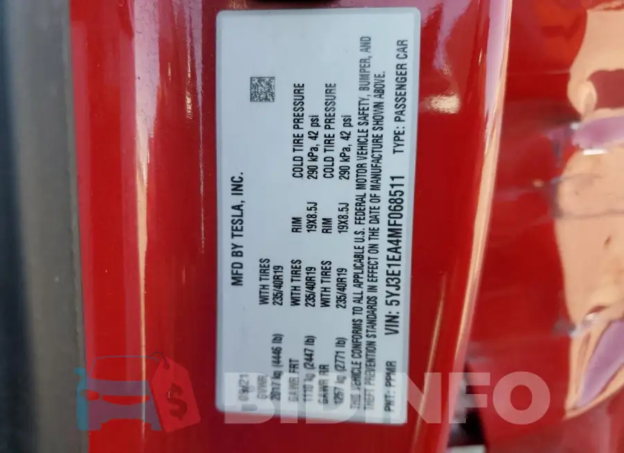 5YJ3E1EA4MF068511 Photo# 12