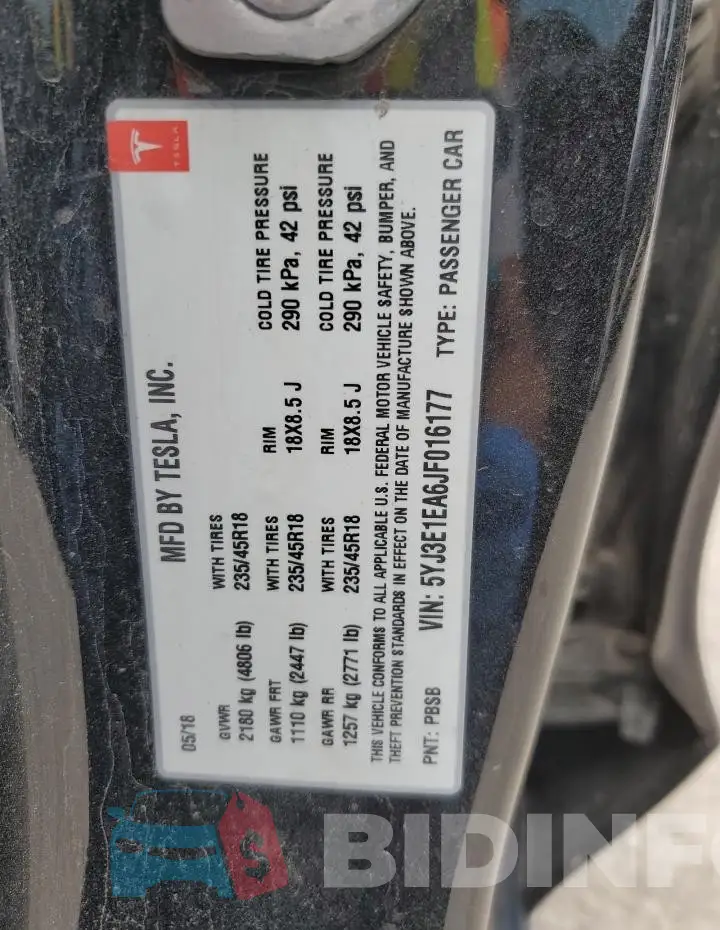 5YJ3E1EA6JF016177 Photo# 12