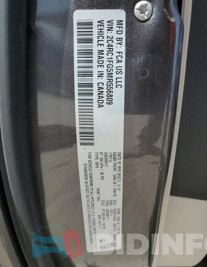 2C4RC1FG5MR556809 Photo# 13