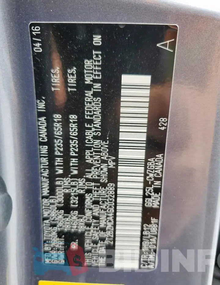 2T2BZMCA4GC032889 Photo# 14