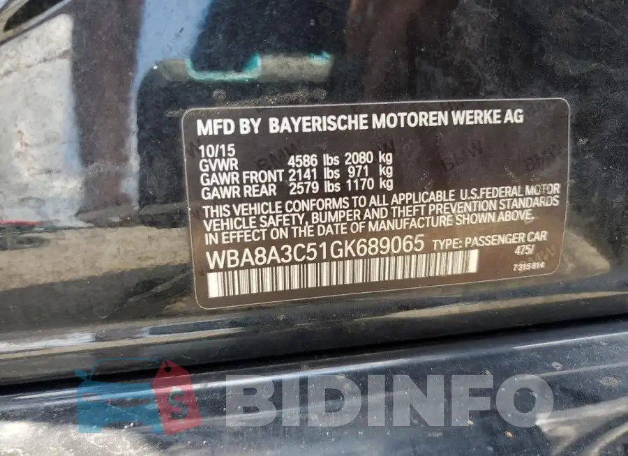 WBA8A3C51GK689065 Photo# 12