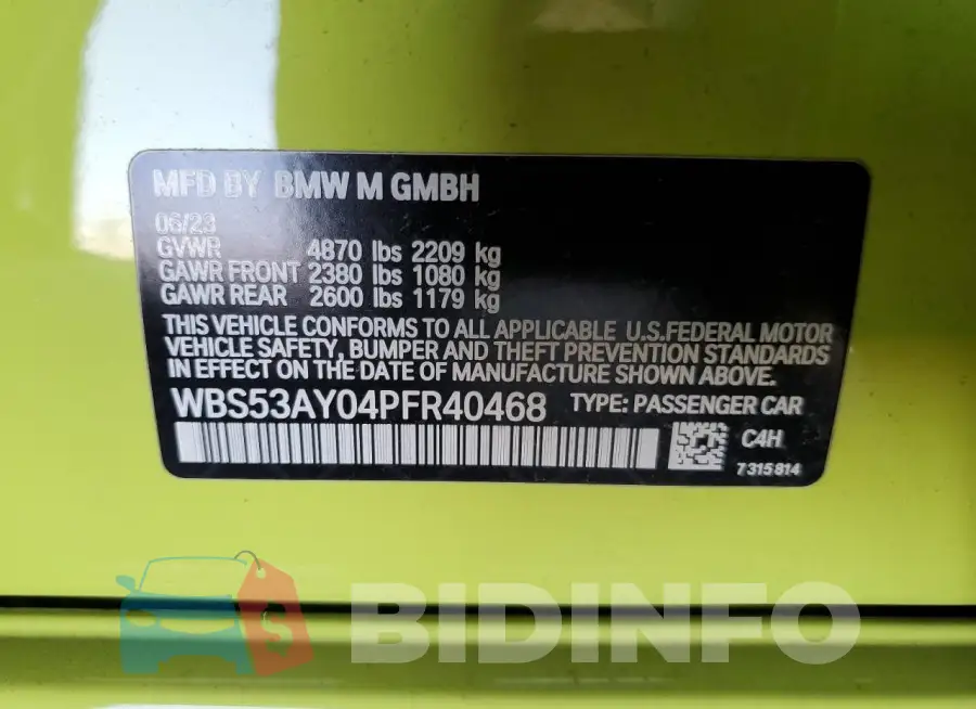 WBS53AY04PFR40468 Photo# 12