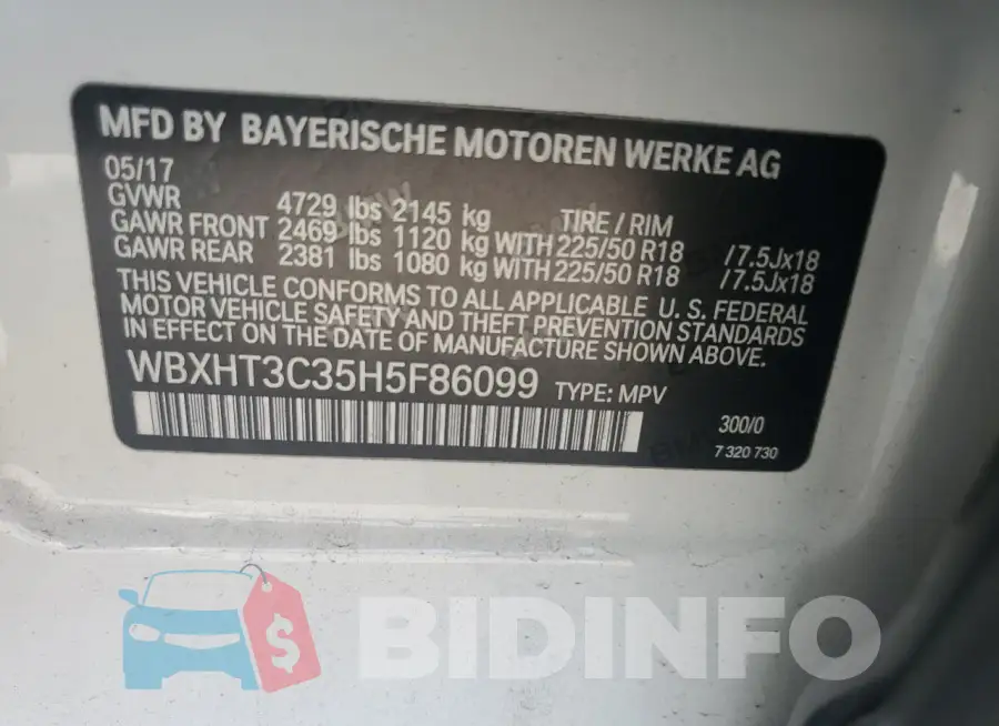 WBXHT3C35H5F86099 Photo# 13