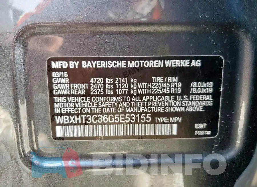 WBXHT3C36G5E53155 Photo# 13