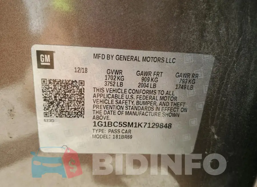 1G1BC5SM1K7129848 Photo# 12