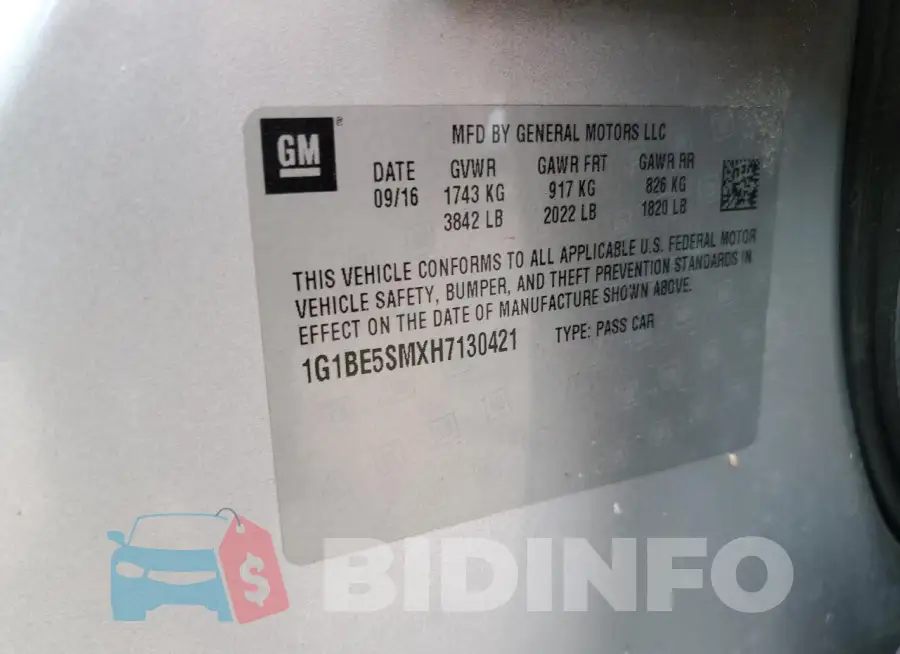 1G1BE5SMXH7130421 Photo# 12