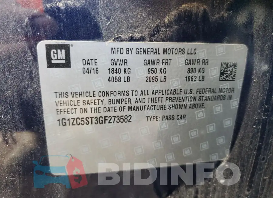 1G1ZC5ST3GF273582 Photo# 12