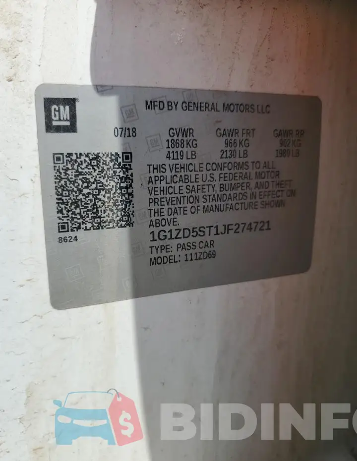 1G1ZD5ST1JF274721 Photo# 12