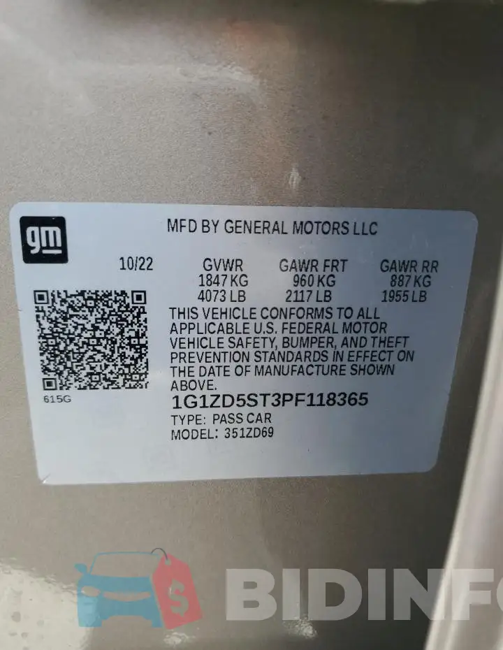 1G1ZD5ST3PF118365 Photo# 13