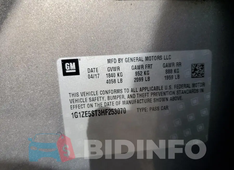 1G1ZE5ST3HF253070 Photo# 12