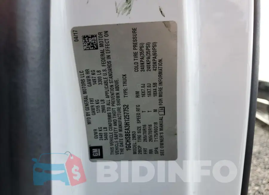 1GCHSBEA3H1257752 Photo# 12