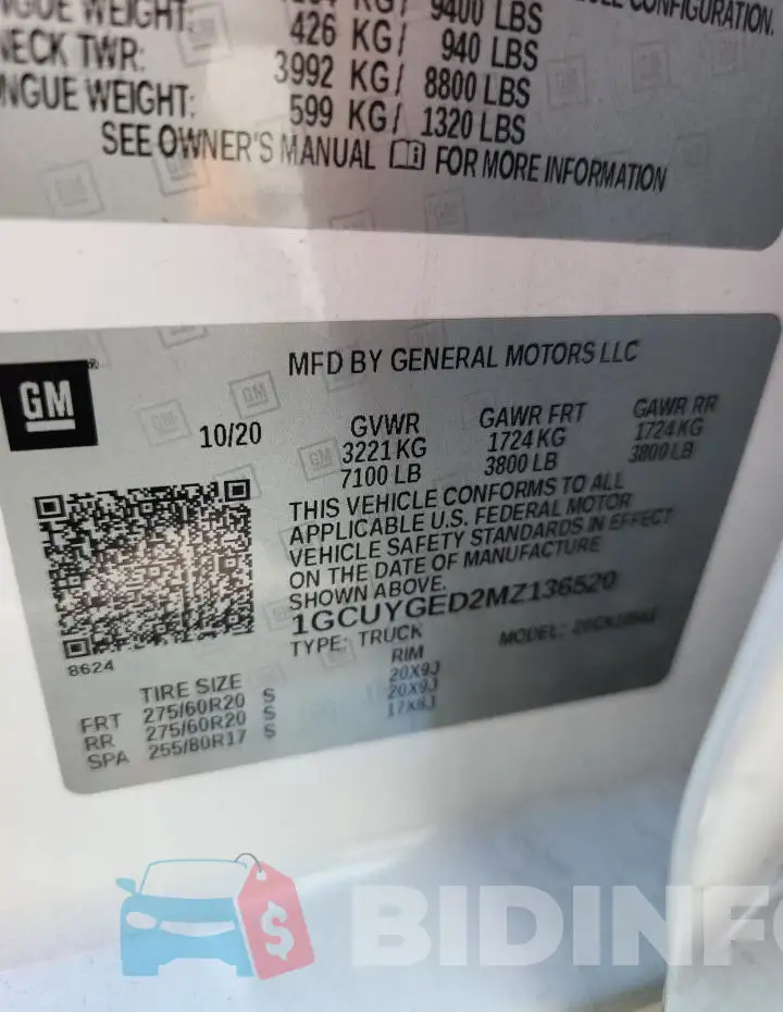 1GCUYGED2MZ136520 Photo# 12