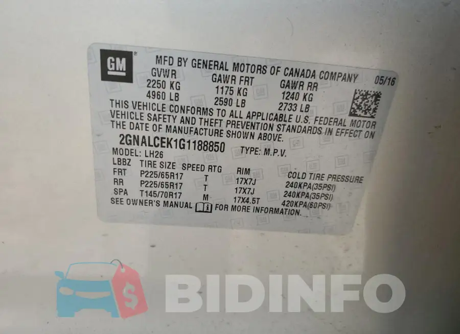 2GNALCEK1G1188850 Photo# 12