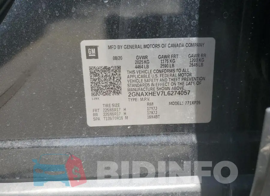 2GNAXHEV7L6274057 Photo# 14