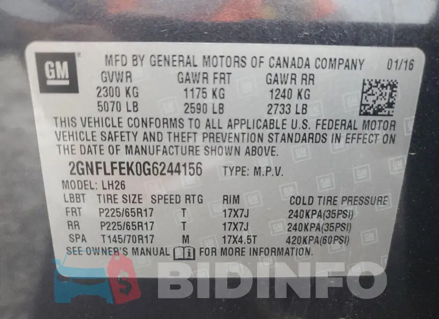 2GNFLFEK0G6244156 Photo# 13