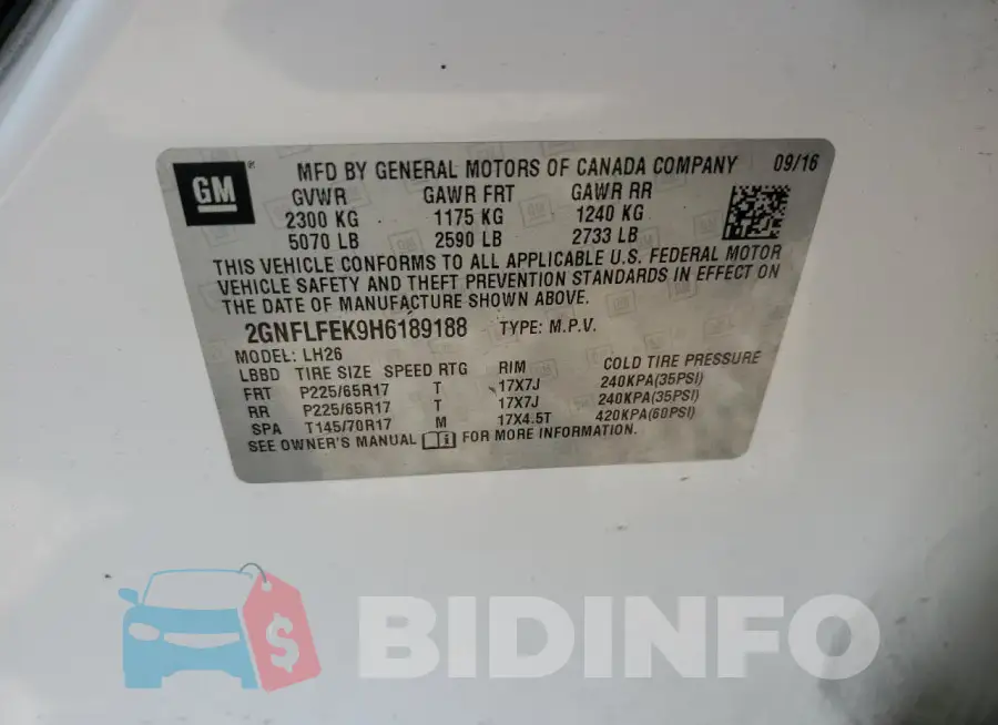 2GNFLFEK9H6189188 Photo# 13
