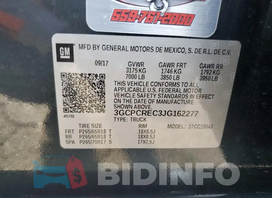 3GCPCREC3JG162277 Photo# 13