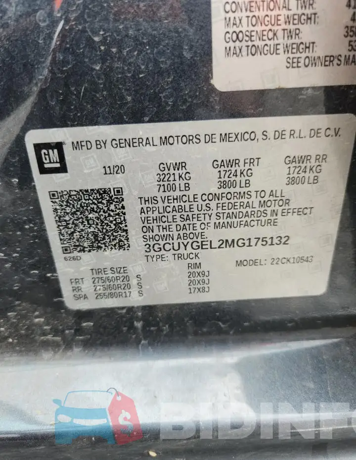 3GCUYGEL2MG175132 Photo# 12