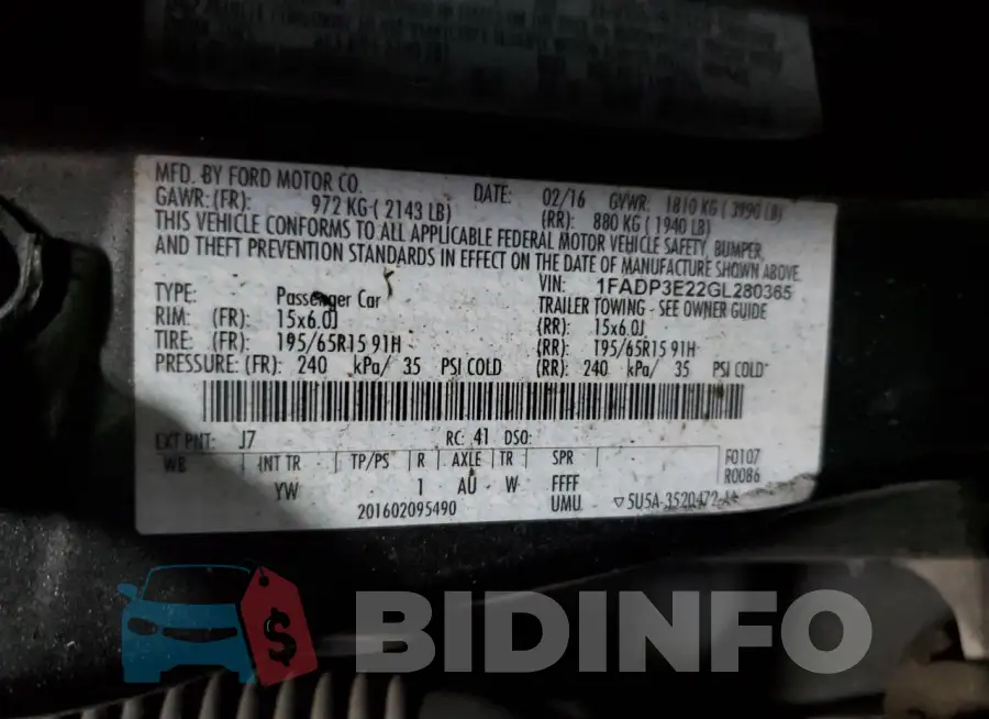 1FADP3E22GL280365 Photo# 12