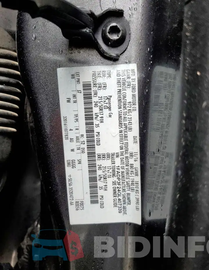 1FADP3F24GL407339 Photo# 13