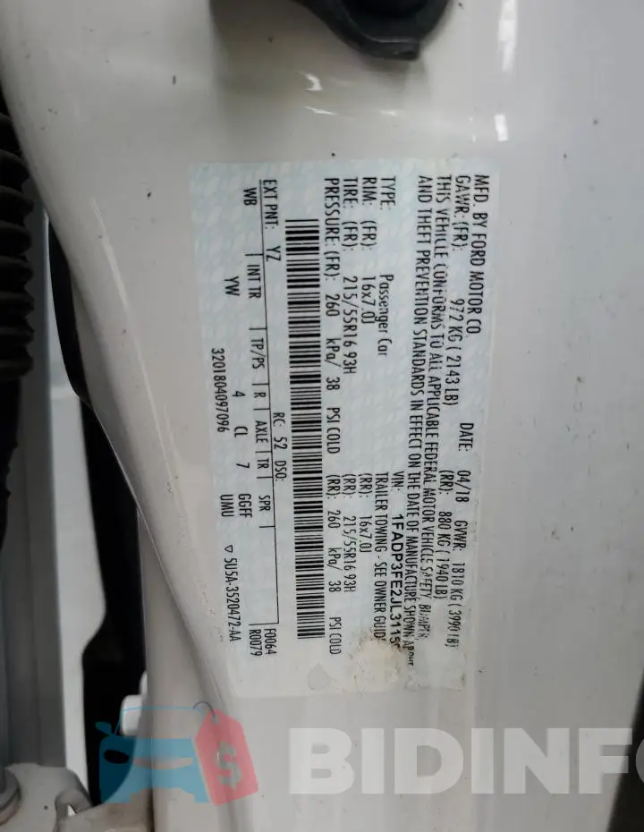 1FADP3FE2JL311596 Photo# 12