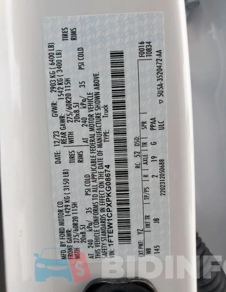 1FTEW1CPXPKG08674 Photo# 12