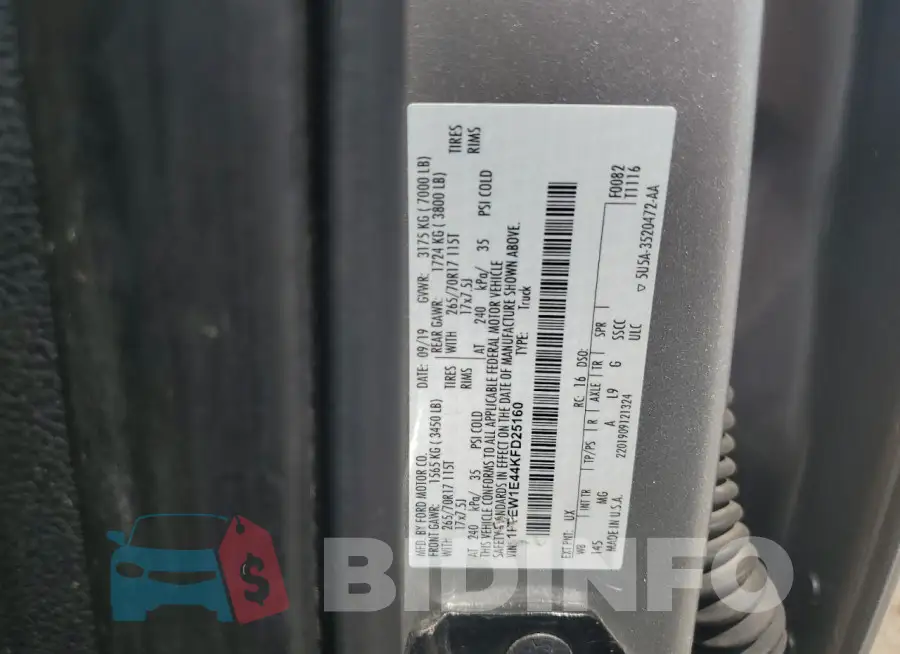 1FTEW1E44KFD25160 Photo# 12