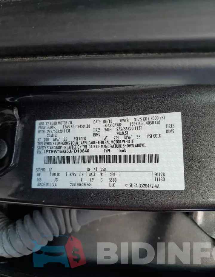 1FTEW1EG5JFD10840 Photo# 12