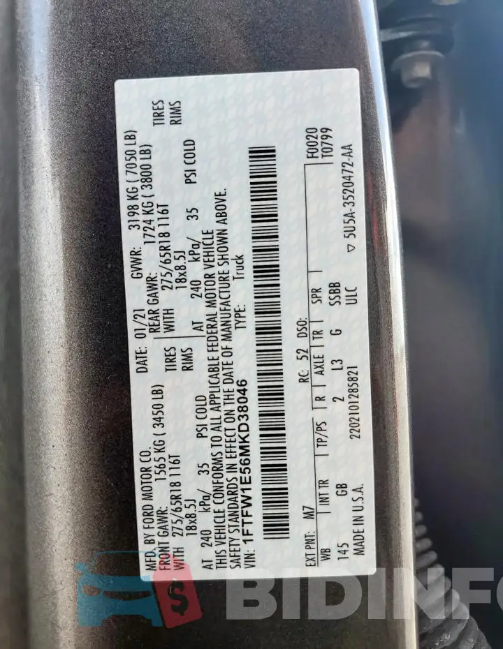 1FTFW1E56MKD38046 Photo# 12