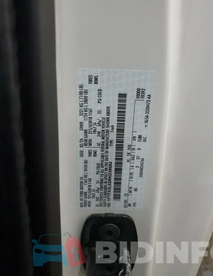 1FTFX3L52RKD39682 Photo# 12