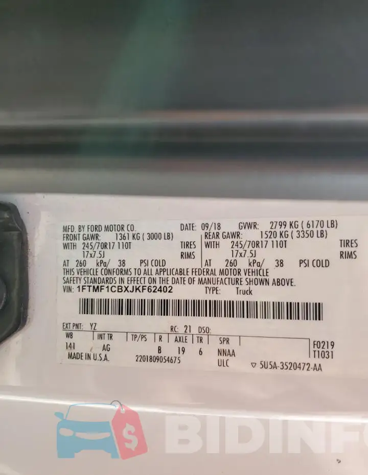 1FTMF1CBXJKF62402 Photo# 13