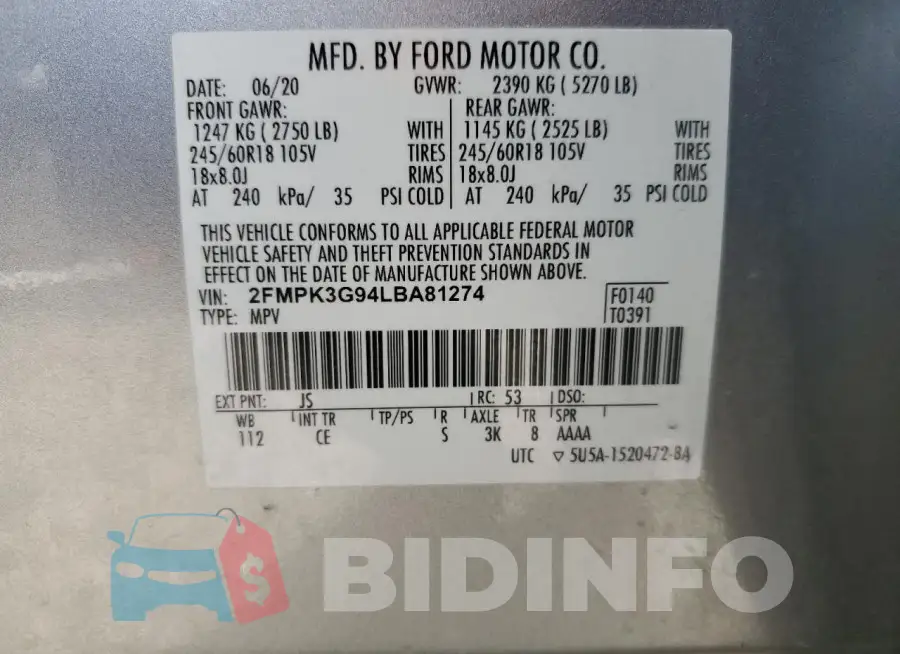 2FMPK3G94LBA81274 Photo# 12