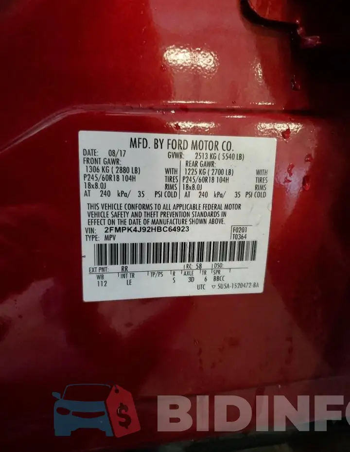 2FMPK4J92HBC64923 Photo# 13