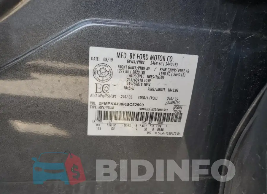 2FMPK4J98KBC52590 Photo# 12