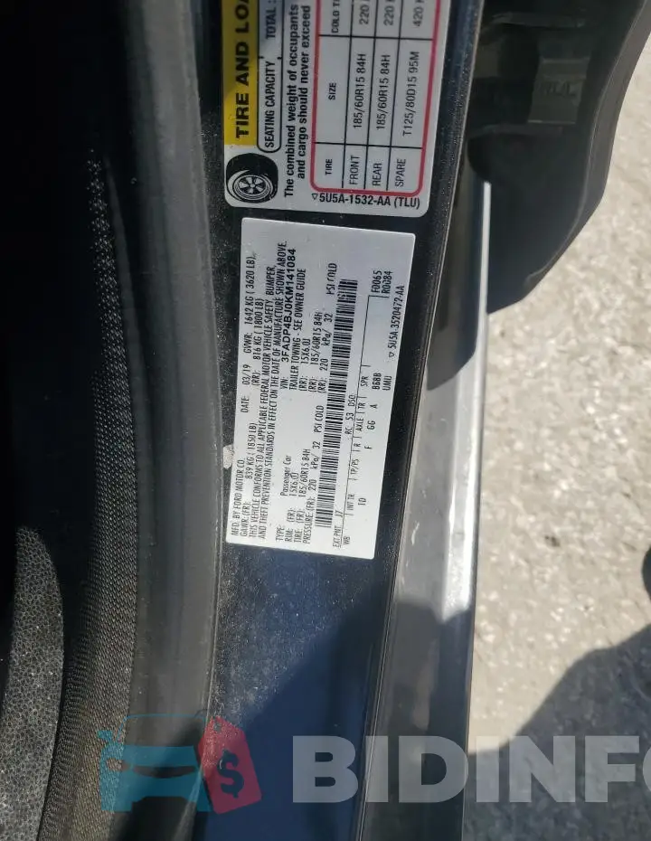 3FADP4BJ0KM141084 Photo# 12